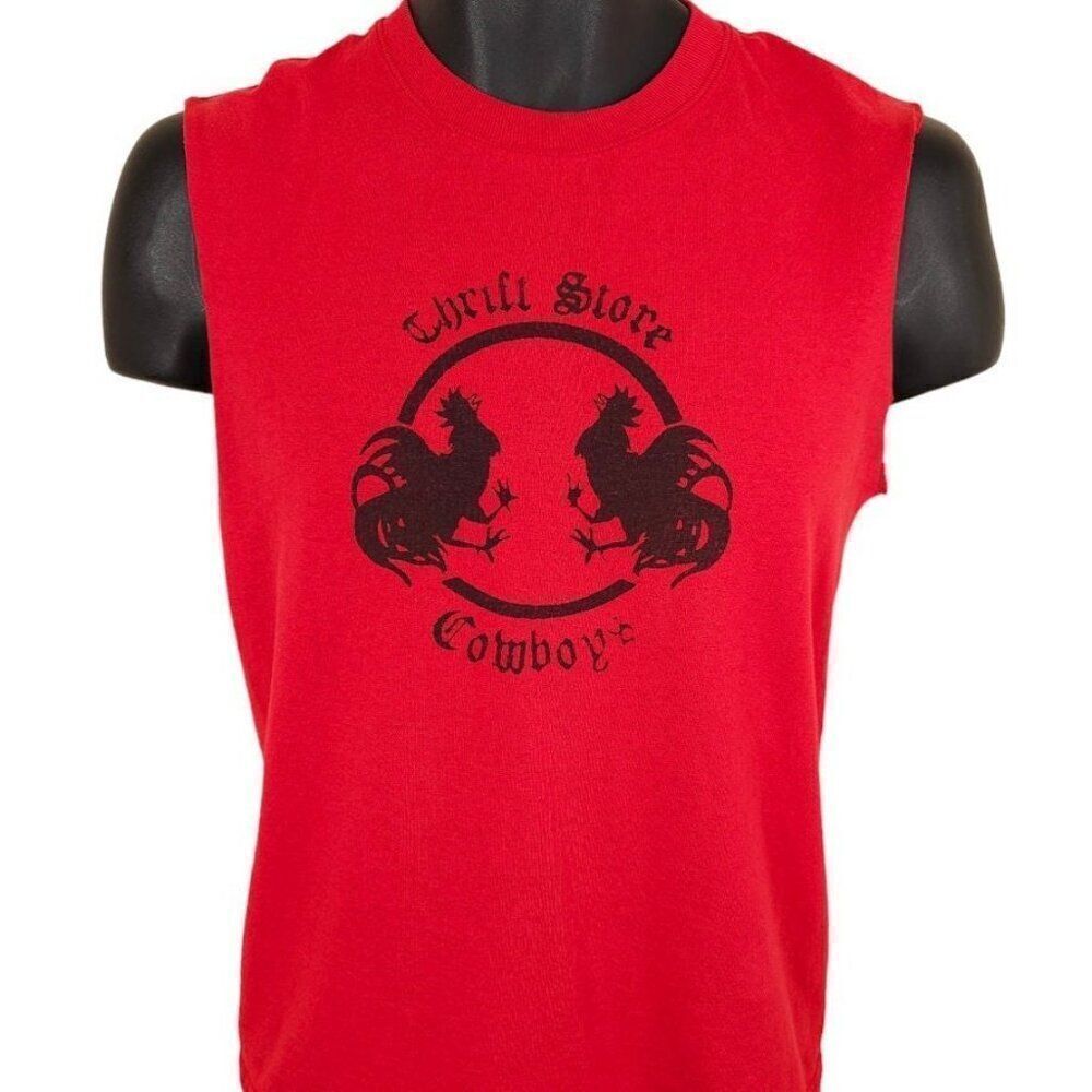 Vintage Thrift Store Cowboys T Shirt Mens Size XS Red Y2K Alternative Country